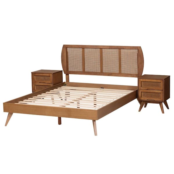 送料無料 通販 激安 Studio Baxton Asami Bedroom Full Wood Brown Walnut 3-Piece その他