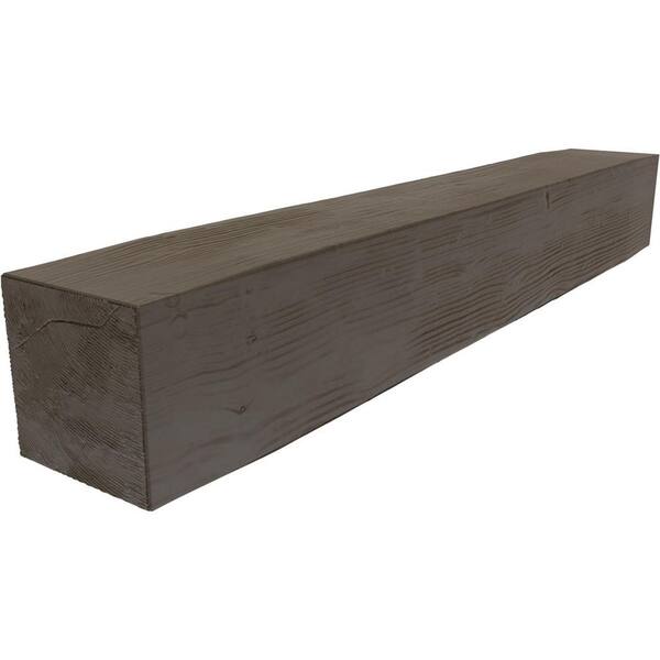 Ekena Millwork 4 in. x 8 in. x 5 ft. Sandblasted Faux Wood Beam Fireplace Mantel Natural Honey Dew