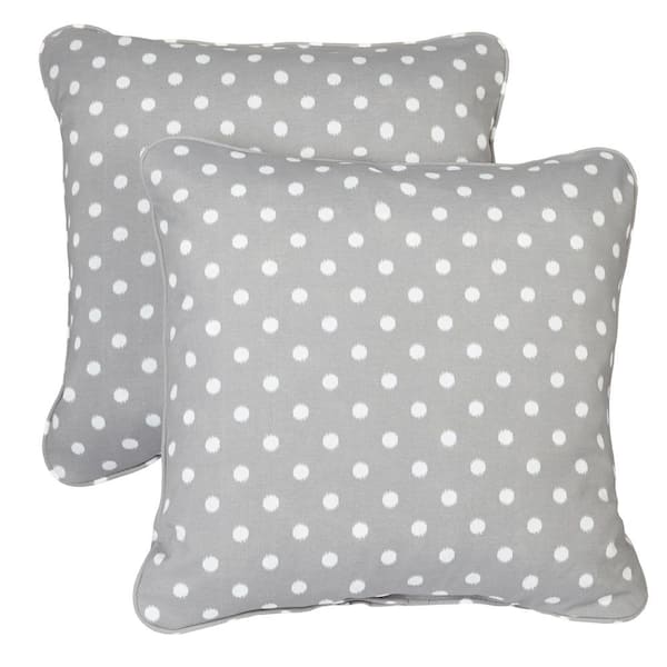 SORRA HOME Ikat Dots Grey Square Outdoor Throw Pillow (2-Pack)