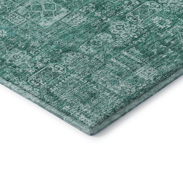 Mayfield Premium Machine Washable Indoor/Outdoor Geometric AMF637 Teal 1 ft. 8 in. x 2 ft. 6 in. Area Rug