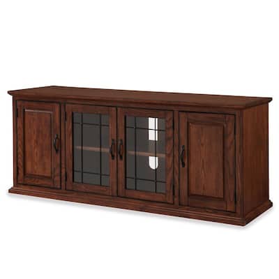 Riley Holliday 60 in. W Burnished Oak and Leaded Glass TV Stand with Storage Hold's up to 65 in. TV's