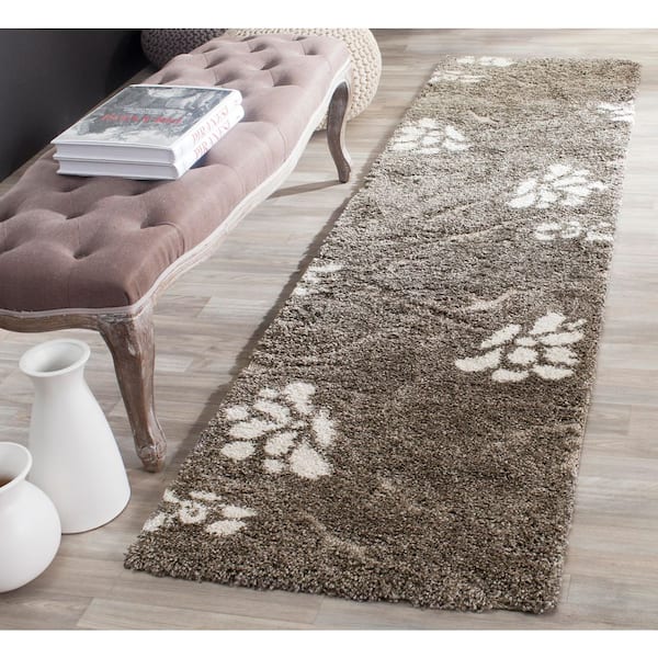 Florida Shag 2 x 19 Smoke/Beige Scroll Runner Rug