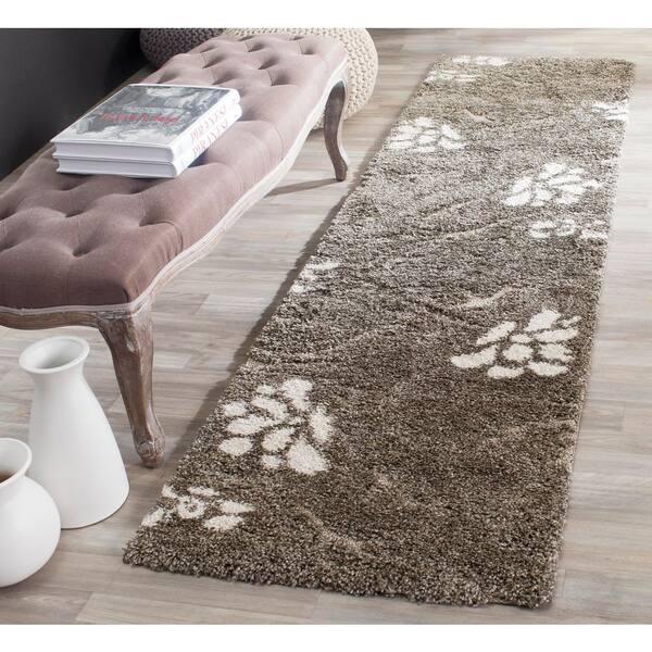 Florida Shag 2 x 21 Smoke/Beige Scroll Runner Rug