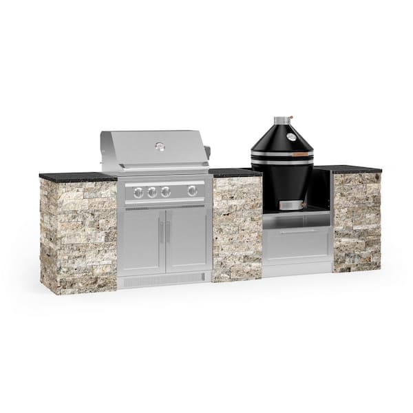 NewAge Products Signature Series 118.16 in. x 25.5 in. x 57.5 in. 9-Piece Outdoor Kitchen Cabinet Set with Liquid Propane 33 in. Grill