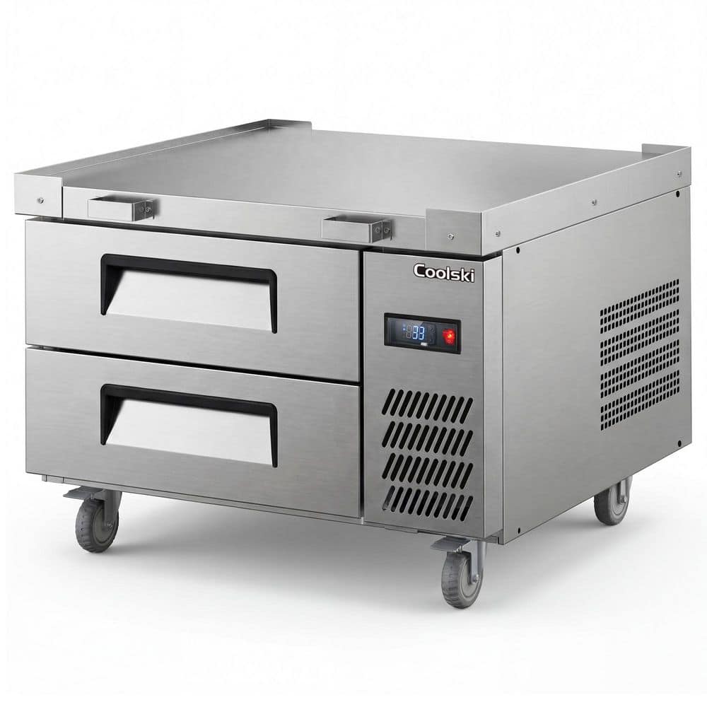 36 in. 1.96 cu. ft. Commercial Chef Base Refrigerator with 2 Drawers in Stainless Steel