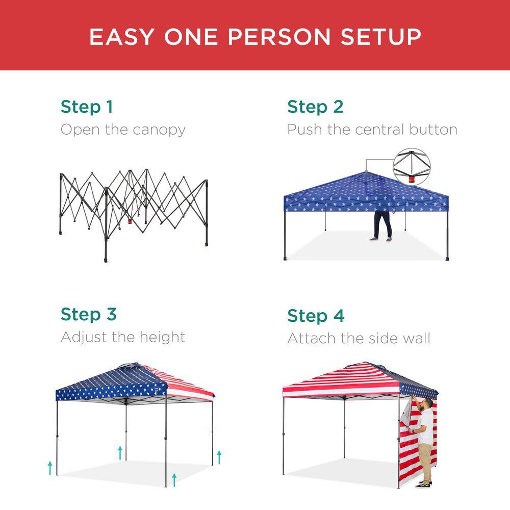 American Flag 10x10ft Pop-Up Canopy Tent with Storage Pockets