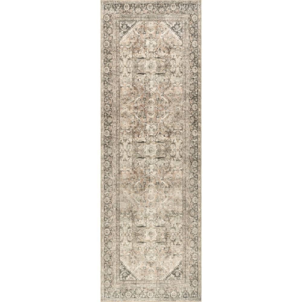 2 ft. 8 in. x 8 ft. Deka Dark Beige Hillstone Collection Traditional Vintage Medallion Runner Rug price history on PriceWatchPro