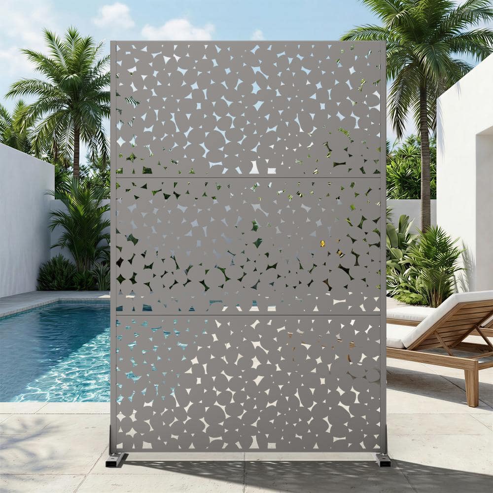 47 in. W x 72 in. H Light Gray Galvanized Steel Freestanding Pebble Cut Garden Privacy Screen (1-Pack) price history on PriceWatchPro