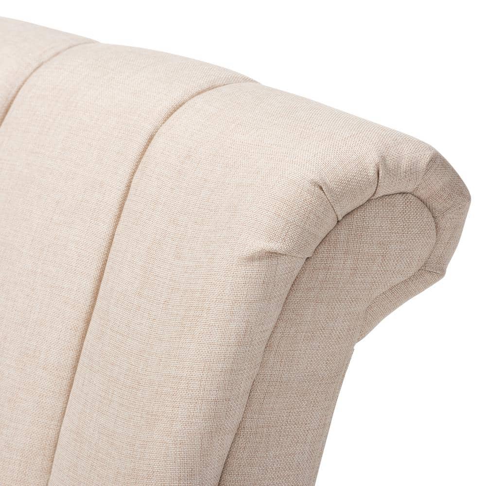 Beige Channel-Tufted Leather Swivel Accent Chair with Manufactured Wood