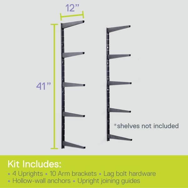 Delta 1.5 in. W x 12 in. D x 41 in. H Black Heavy Duty Wall Rack