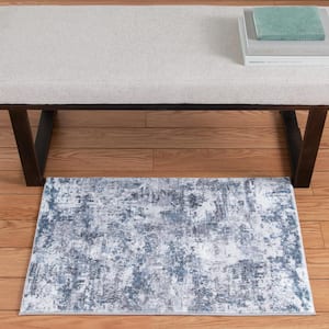 Adare Blue  Doormat 2 ft. x 3 ft. Painterly Polyester Area Rug