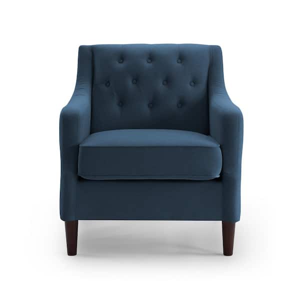 Westsky 30 in. Wide Square Arm Mid-Century Modern Linen Straight Tufetd Contracted Sofa in Blue