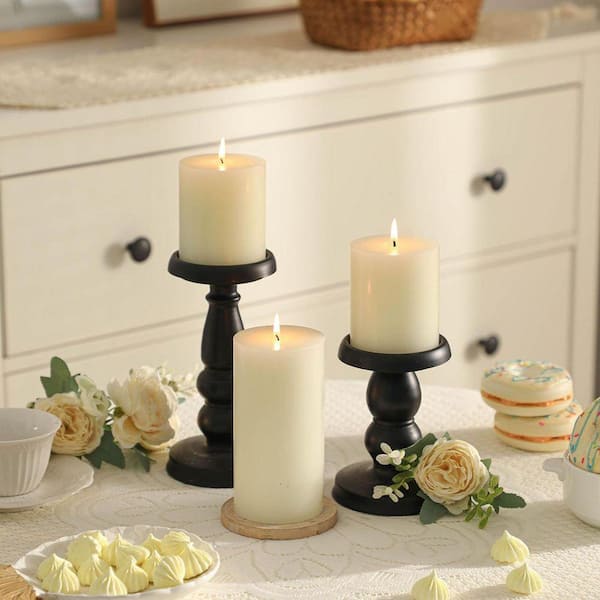 White Unscented Dripless Smokeless Wax Single Wick Pillar Candle 3