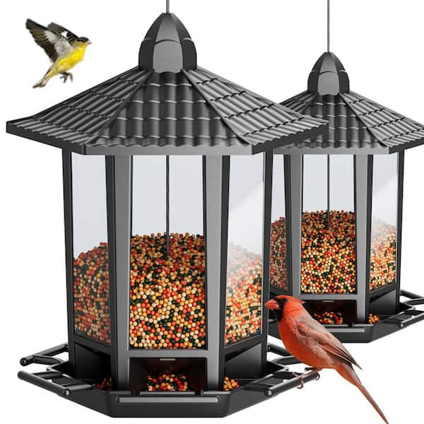 2 Pack Outdoor Hanging Bird Feeders-Retro Pagoda Style, Attracts Wild Birds, Chickadees, Finches, Sparrows, Cardinals