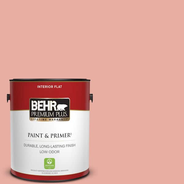 BEHR PREMIUM PLUS 1 gal. #180C-3 Rose Linen Flat Low Odor Interior Paint & Primer
