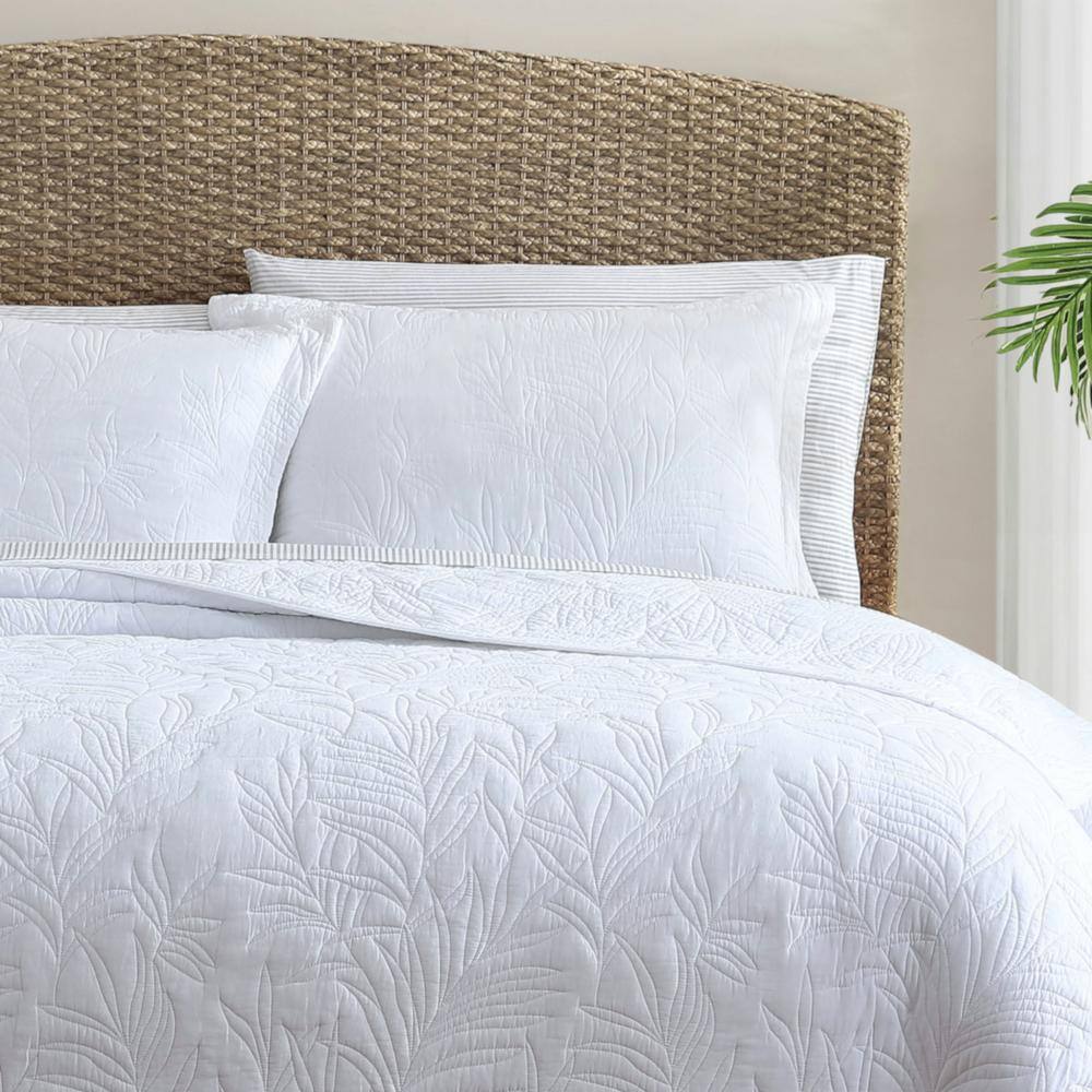 White Cotton Full Reversible Quilt Set