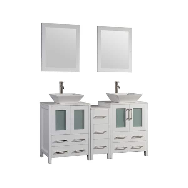 Vanity Art Ravenna 60 In W Bathroom Vanity In White With Double Basin In White Engineered 