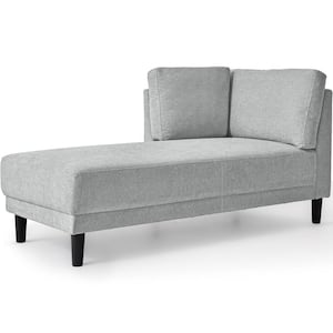 65 in. Gray Solid Polyester Twin Size Chaise Lounge Sofa Bed