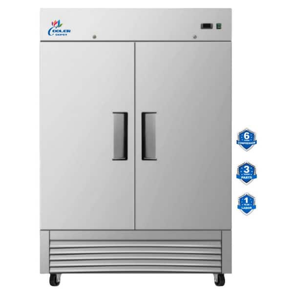 54 in. W 47 cu. ft. NSF Auto Defrost 2-Door Commercial Reach In Upright Freezer in Stainless Steel