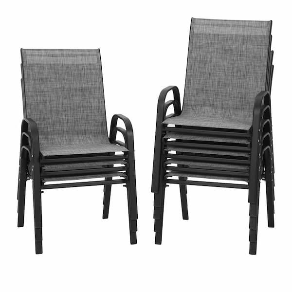 INNUMIA Stackable Gray Outdoor Stackable Dining Chair Set of 8