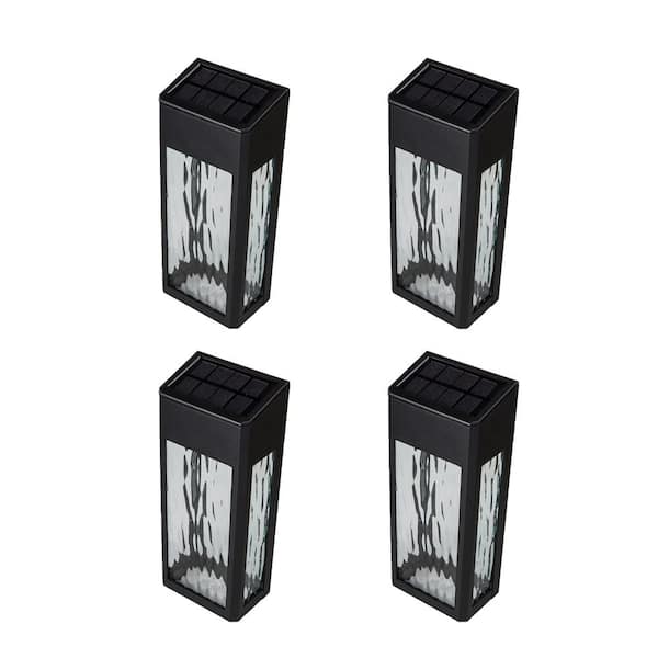 Lancaster 4 Lights Black Cast Aluminum Solar Integrated LED Outdoor Wall Mount Sconce 2700K (4-Pack)