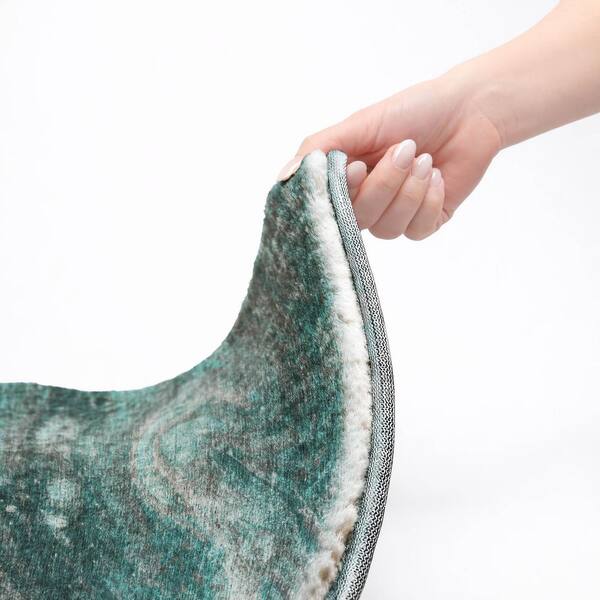 Dream Shag Premium Machine Washable Abstract ADS599 Teal 2 ft. x 3 ft. Accent Rug
