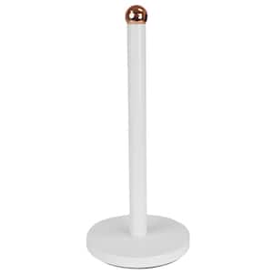 Grove Free Standing White Paper Towel Holder with Weighted Base and Padded Base
