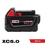 M18 18-Volt Lithium-Ion XC Extended Capacity 5.0 Ah Battery Pack (2-Pack)
