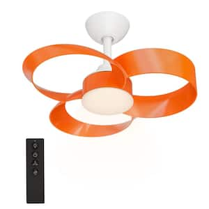 Windora 22 in. Indoor White Ceiling Fan with Orange Blade Dimmable Integrated LED Light and Remote Control