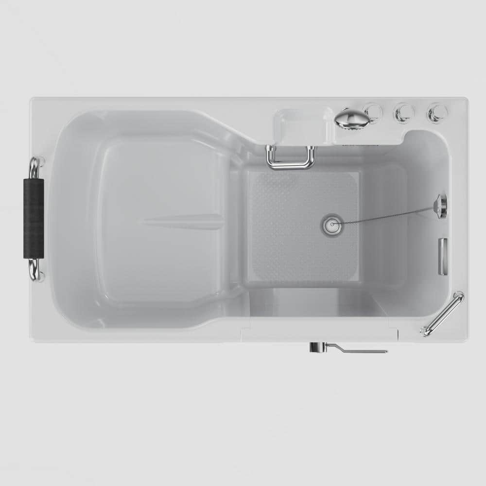 Empava White Acrylic Walk-In Soaking Bathtub with Handrails