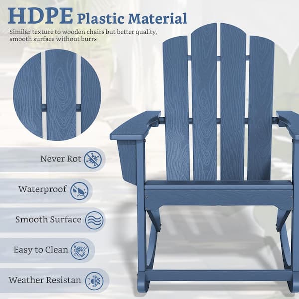 JEAREY Classic HDPE Plastic Outdoor Rocking Chair in Navy