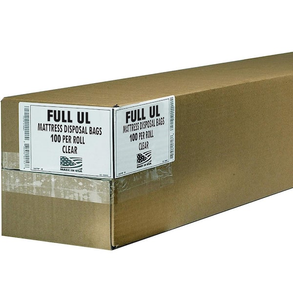 Ultrasac Full Size Mattress 2.5 Mil (eq) Clear Bags 65 in. x 90 in. Pack of 100 for Moving, Storage and Commercial