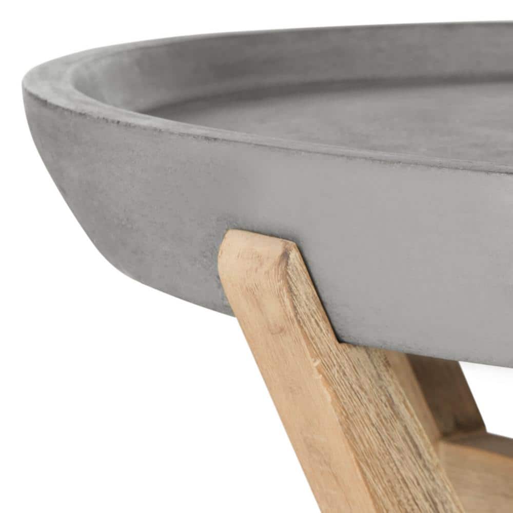 Transitional Round 33'' Dark Grey and Brown Concrete Coffee Table