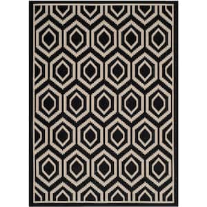 Courtyard Black/Beige 5 ft. x 8 ft. Geometric Indoor/Outdoor Patio  Area Rug