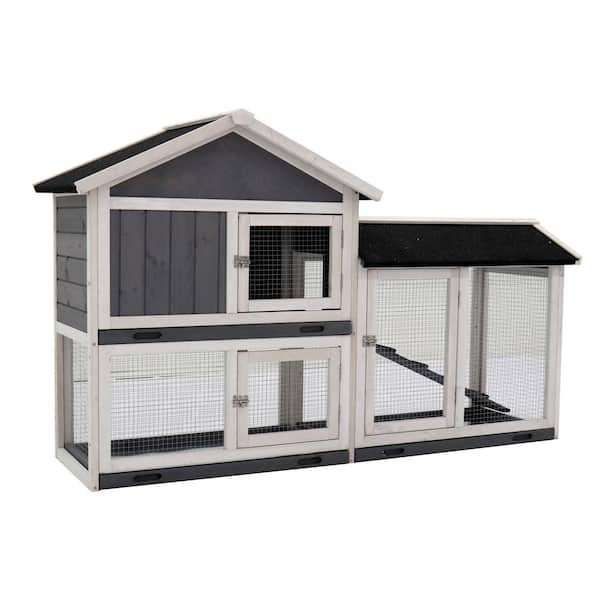 maocao hoom 61 in Outdoor Pet House with Run, with Deeper No Leak Tray, UV Panel, Removable Bottom Wire Mesh - Medium