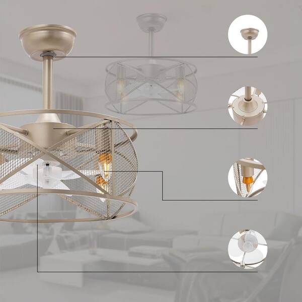 OUKANING 18 in. Indoor Champagne-Gold Modern 6-Speed Ceiling Fan