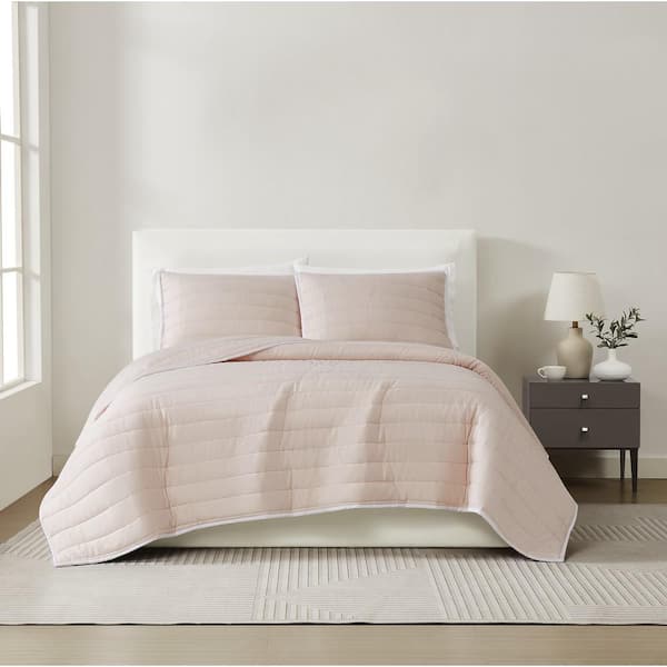 Cotton Sateen 310 TC Blush Full/Queen 3 Piece Quilt Set