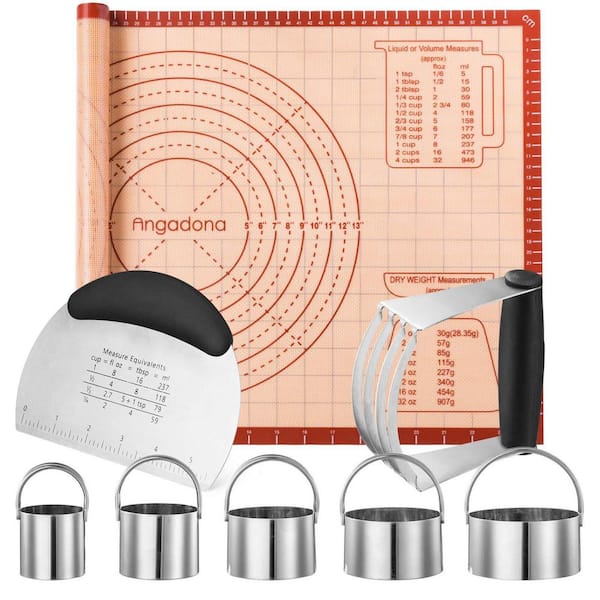 Pastry Tool Sets Include Biscuit Cutter,Pastry Cutter, Bench Scraper and Silicone Pastry Dough Baking Mat Set