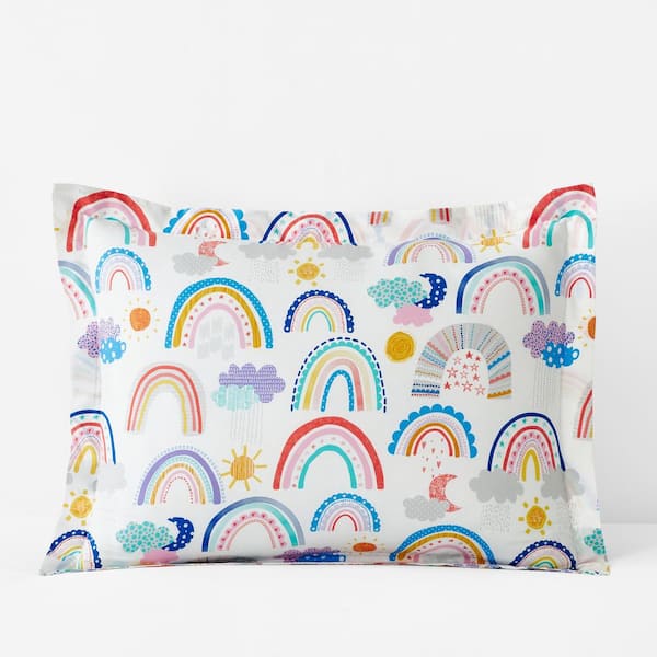 The Company Store Company Kids Magical Rainbows White Multi Organic Cotton Percale Standard Sham