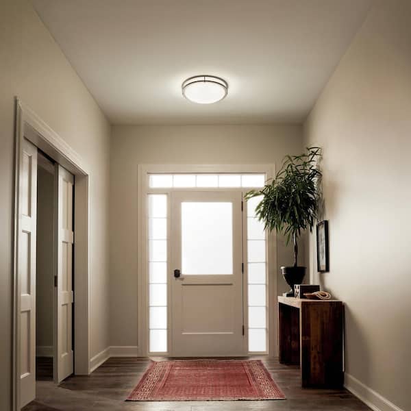 KICHLER Avon 32.5 in. 1-Light Olde Bronze Integrated LED Transitional Hallway Oval Flush Mount Ceiling Light