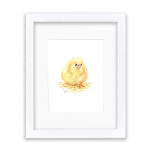 Unbranded Barnyard Littles "Chick" by Alyssa Lewis Individual White Framed with Mat Animal Art Print 24 in. x 18 in.