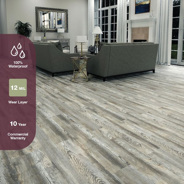 Everett Springs Pine 12 MIL x 7.1 in. W x 48 in. L Click Lock Waterproof Luxury Vinyl Plank Flooring (23.4 sq. ft./case)