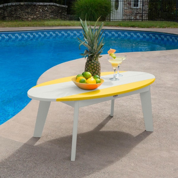 Shoreline White/Sunbeam Yellow Surfboard Coffee Table