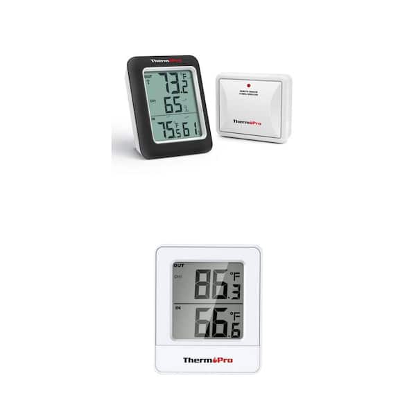Digital Hygrometer Indoor Outdoor Thermometer and Wireless Thermometer with Sensor Up to 500FT Combo