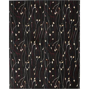 Grafix Black 8 ft. x 10 ft. Floral Contemporary Area Rug