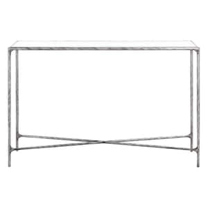 Jessa 12 in. Silver Rectangle Metal Console Table