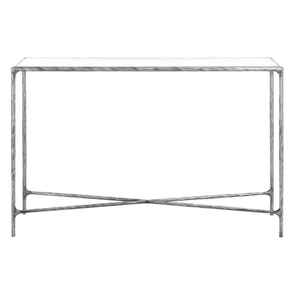 SAFAVIEH Jessa 12 in. Silver Rectangle Metal Console Table