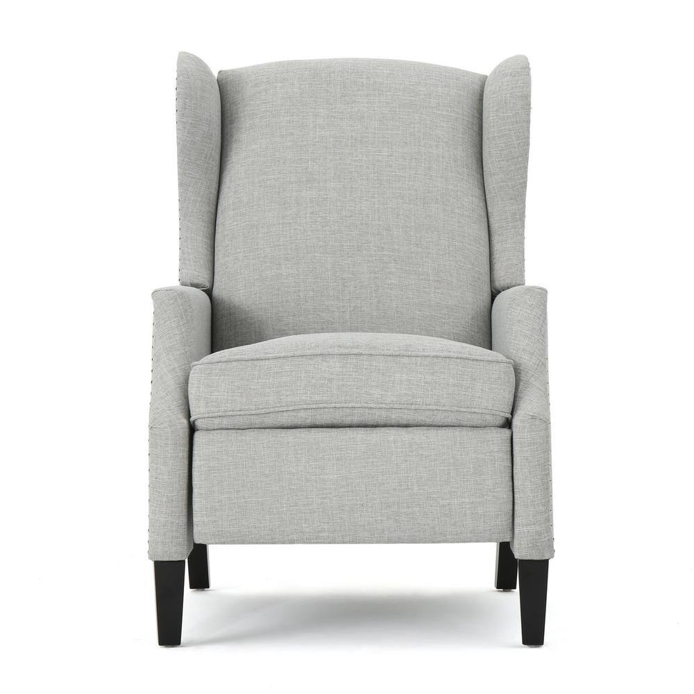 Gray Moss Wing Chair Recliner with Plush Polyester Upholstery