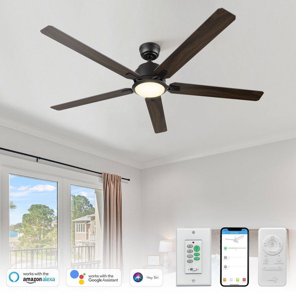 60 in. Indoor/Outdoor Black Downrod LED Smart Ceiling Fan with Remote Control and Wall Control, 10-Speed DC Motor price history on PriceWatchPro