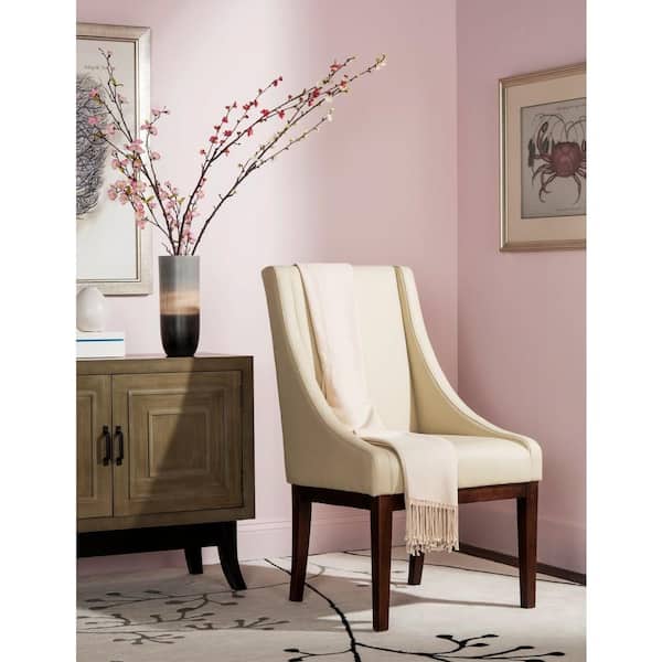 Off-White/Red Faux Leather Arm Chair